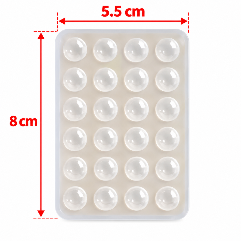 Suport adeziv transparent 8 x 5,5 x 1 cm pentru telefon, silicon cu 24 ventuze [3]