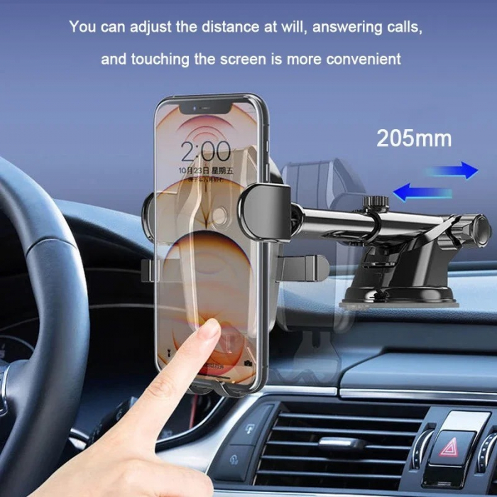 Suport auto de telefon cu brat extensibil si ventuza pentru bord - Negru [4]