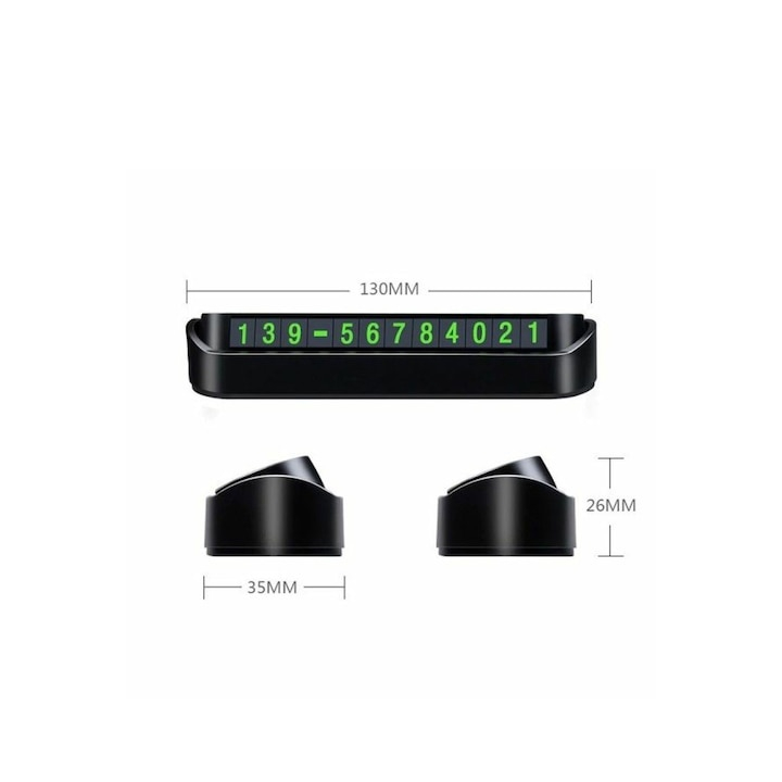 Suport auto numar telefon pentru parcare temporara retractabil magnetic negru 13 x 3.5 x 2.6 cm [3]