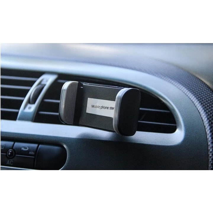 Suport auto pentru telefon, reglabil, prindere pe aeroterma, rotire 360°, compatibil universal, design compact, negru [7]