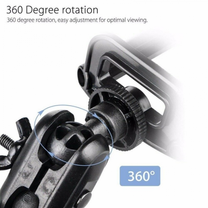 Suport Auto telefon 55-80mm, Rotativ 360 grade Fixare La Oglinda Retrovizoare - Negru [5]