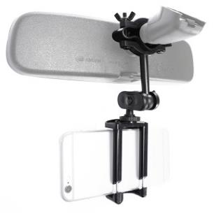 Suport Auto telefon 55-80mm, Rotativ 360 grade Fixare La Oglinda Retrovizoare - Negru [2]