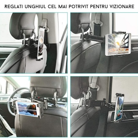 Suport auto telefon pentru tetiera cu brat extensibil - Negru [5]