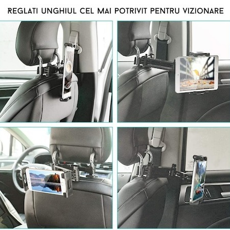 Suport auto telefon pentru tetiera cu brat extensibil - Rosu/Negru [4]