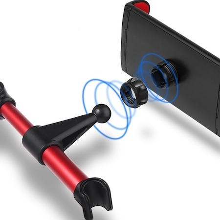 Suport auto telefon reglabil prindere pe tetiera - Rosu/Negru [2]