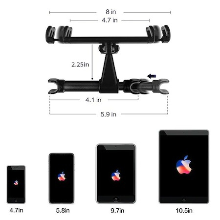 Suport auto telefon reglabil prindere pe tetiera - Negru [2]