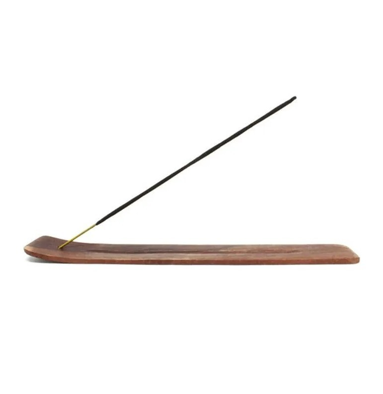 Suport betisoare parfumate lemn maro 26 cm tava ardere betisor aromaterapie colectare cenusa design clasic [5]