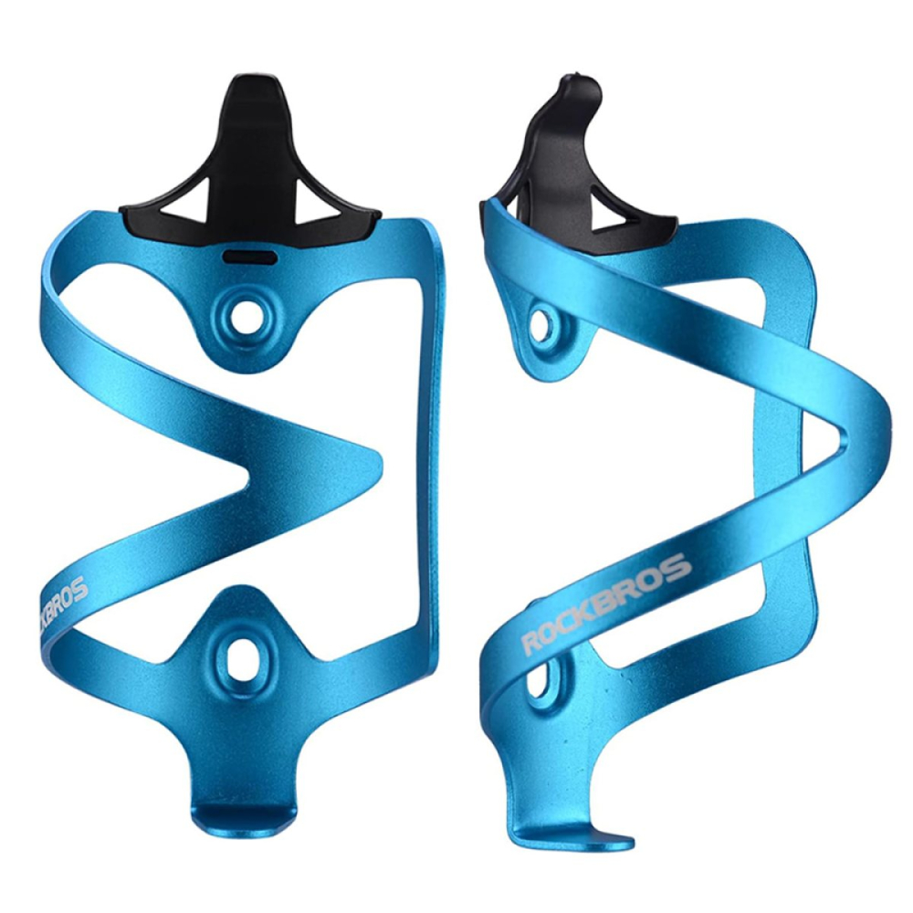 Suport bidon bicicleta albastru RockBros, aluminiu, prindere cu 2 suruburi, suport pentru sticla de apa, MTB, cursiera si bicicleta electrica [5]