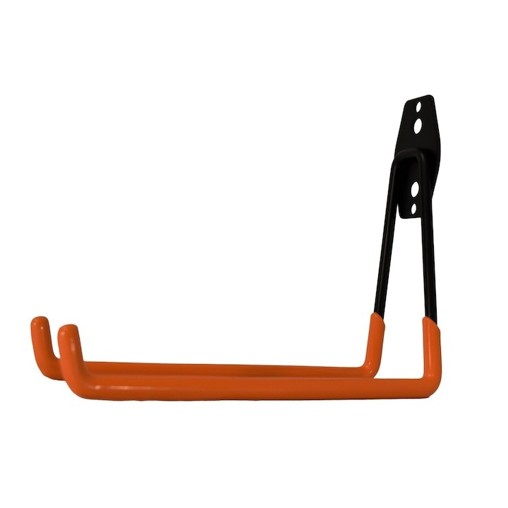 Suport cu carlig universal pentru depozitare, bicicleta, scule si unelte de garaj, 16 x 19 cm, negru/portocaliu [8]