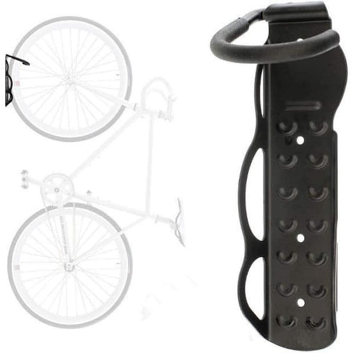Suport de perete pentru bicicleta, suspendabil, cu protectie pentru bara de prindere, 25.5 x 7 x 13 cm, negru – solutie practica pentru depozitare eficienta si sigura [3]
