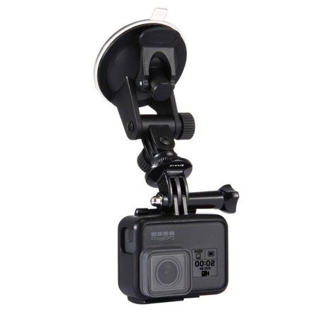 Suport de prindere auto, cu ventuza, pentru camere video sport, compatibil cu GoPro, DJI, plastic, negru, husa inclusa [8]