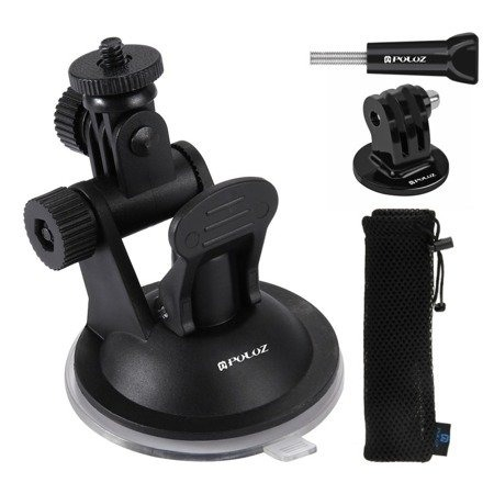 Suport de prindere auto, cu ventuza, pentru camere video sport, compatibil cu GoPro, DJI, plastic, negru, husa inclusa [6]