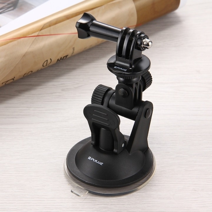 Suport de prindere auto, cu ventuza, pentru camere video sport, compatibil cu GoPro, DJI, plastic, negru, husa inclusa [9]