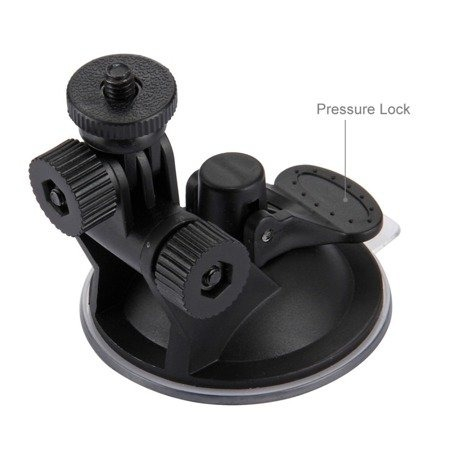 Suport de prindere auto, cu ventuza, pentru camere video sport, compatibil cu GoPro, DJI, plastic, negru, husa inclusa [5]
