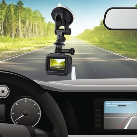 Suport de prindere auto, cu ventuza, pentru camere video sport, compatibil cu GoPro, plastic, negru [2]