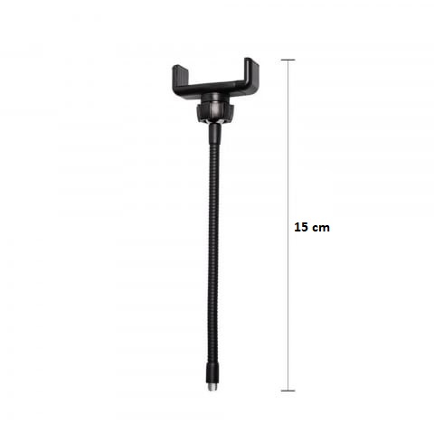 Suport de telefon cu surub, universal, 15 cm, pentru lampa circulara, ring light, ABS/metal, negru [2]
