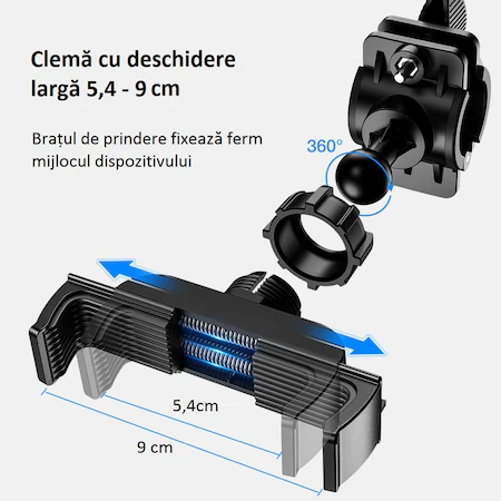 Suport telefon pentru bicicleta,din silicon,rotite 360 grade,cu suport de prindere extensibil [3]