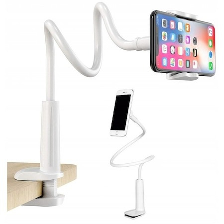 Suport flexibil pentru telefon si tableta, cap rotativ, prindere reglabila, lungime 70 cm - Alb [3]
