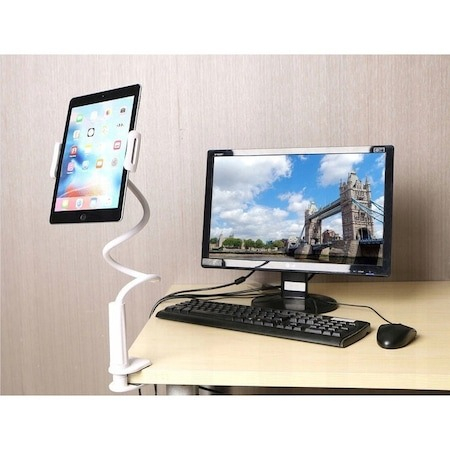 Suport flexibil pentru telefon si tableta, cap rotativ, prindere reglabila, lungime 70 cm - Alb [2]