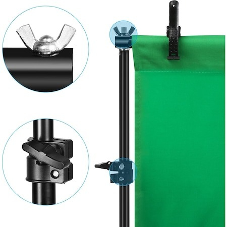 Suport foto studio reglabil 2x3m, clesti inclusi + 3 panze de  fundal multicolore 2x3m [4]