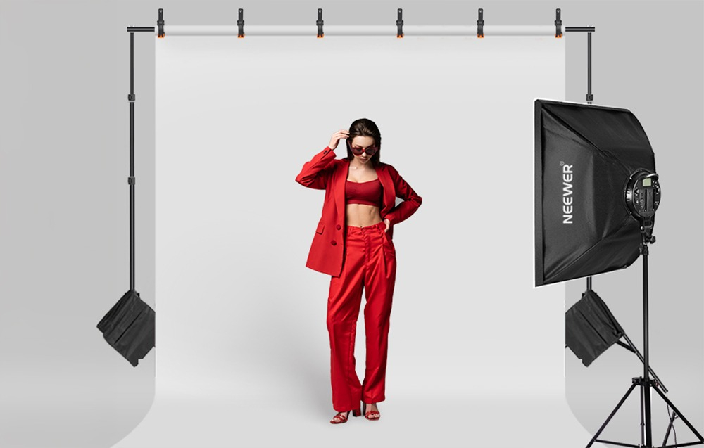 Suport foto studio reglabil pentru fundal fotografic 2x3m, 6 clesti inclusi, geanta transport - Neewer [4]