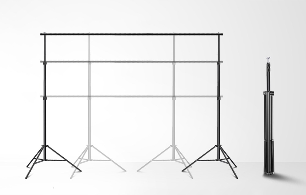 Suport foto studio reglabil pentru fundal fotografic 2x3m, 6 clesti inclusi, geanta transport - Neewer [2]