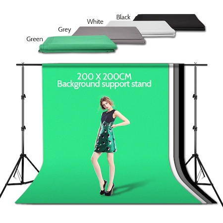 Suport fundal foto studio, 2x3m, clesti inclusi + 4 panze de fundal multicolore 2x3m [2]