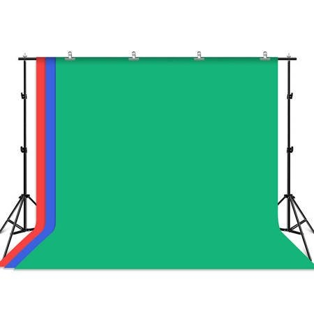 Suport fundal foto 2x3m, clesti inclusi + 3 panze de fundal 2.9x2m, rosu, albastru si verde