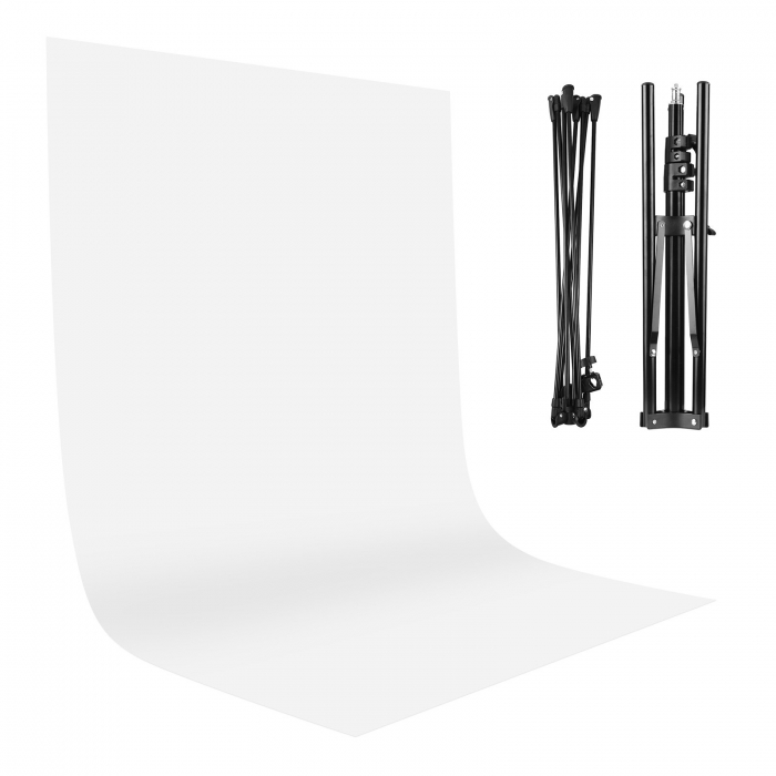 Perete Fundal Studio Alb Suport fundal pentru streaming cu panza Chroma Key, White Screen 150x200cm [2]