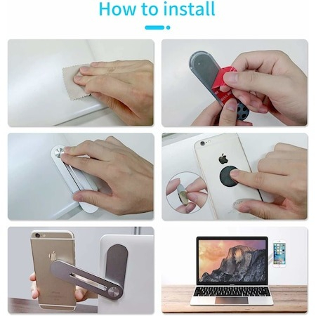 Suport magnetic din aluminiu pentru telefon cu prindere auto adeziva pe laptop sau desktop [4]