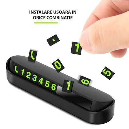 Suport afisare numar telefon auto,prindere adeziva pe bord,parbriz - Negru [3]