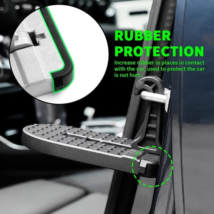 Suport pliabil multifunctional pentru usa masina, pedala acces acoperis, ciocan siguranta, aluminiu, universal, gri [3]