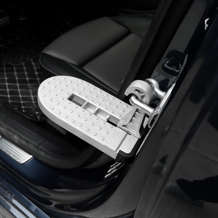 Suport pliabil multifunctional pentru usa masina, pedala acces acoperis, ciocan siguranta, aluminiu, universal, gri [4]