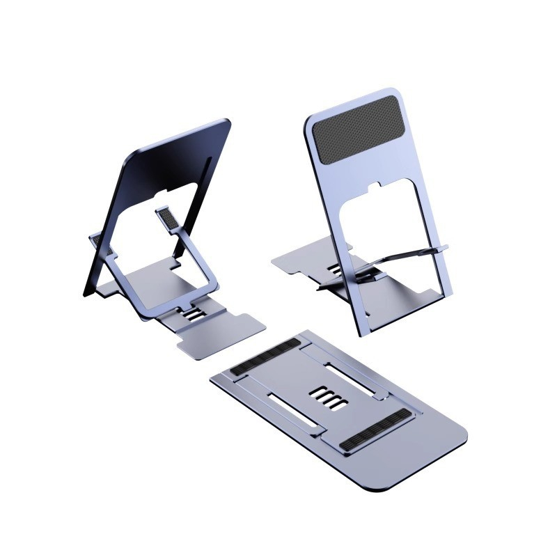 Suport pliabil pentru telefon mobil, reglabil pe 4 trepte, compatibil 4–7 inch, ABS cu insertii din silicon, argintiu, design compact si portabil [6]