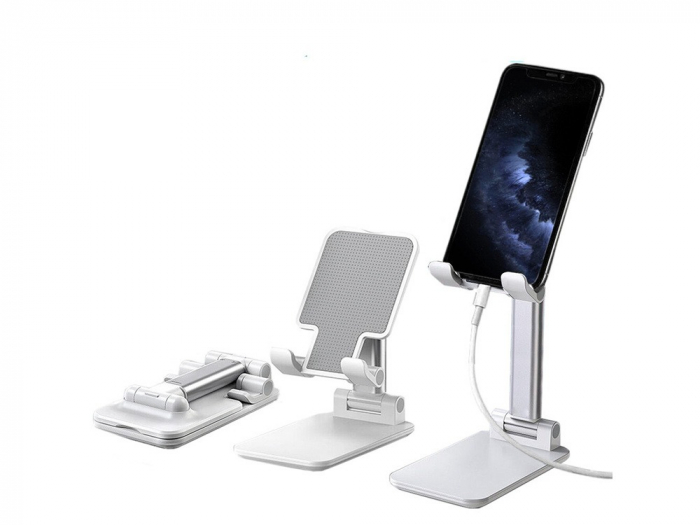 Suport pliabil universal pentru telefoane si tablete de pana la 10 inch - Alb [8]