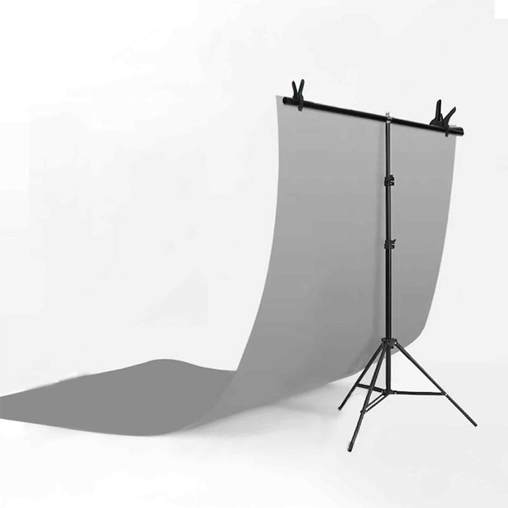 Suport portabil pentru fundal foto, kit complet cu 2 trepiede reglabile, bara transversala modulara si cleme, husa transport inclusa, ideal pentru studio si exterior [7]