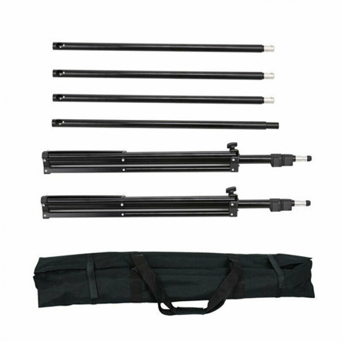 Kit studio foto,2 lumini softbox,2 umbrele,suport fundal 2x3 m,4x bec 135W, 3 panze fundal multicolore + geanta transport [7]