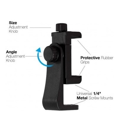 Suport telefon 360° cu menghina,2x filet universal 1/4 pentru prindere pe trepied/monopied [5]