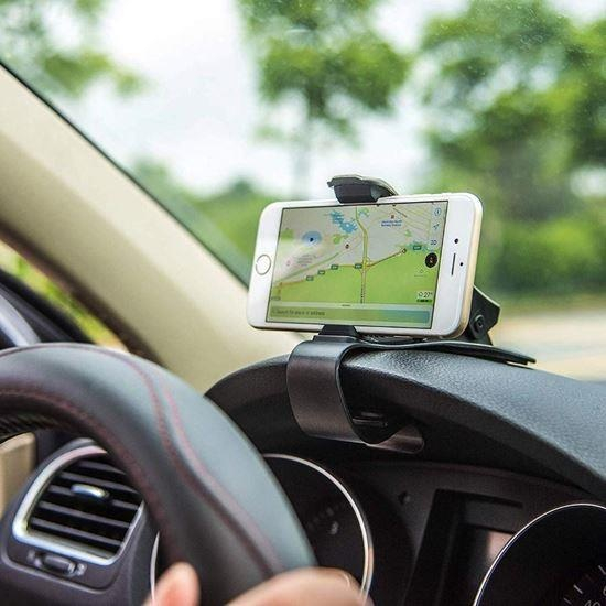 Suport telefon auto pentru bord cu clema reglabila, universal, prindere sigura, utilizare cu o mana, negru [5]