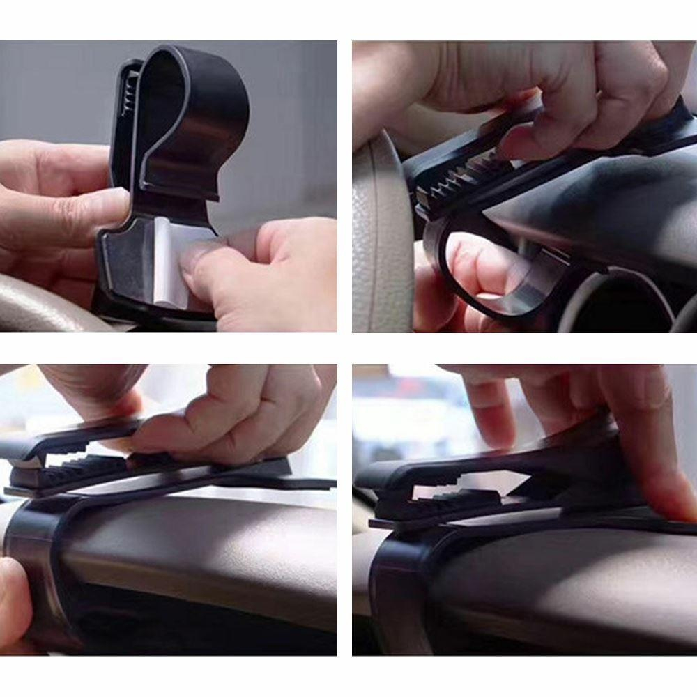 Suport telefon auto pentru bord cu clema reglabila, universal, prindere sigura, utilizare cu o mana, negru [22]