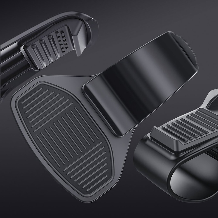 Suport telefon auto pentru bord cu clema reglabila, universal, prindere sigura, utilizare cu o mana, negru [4]