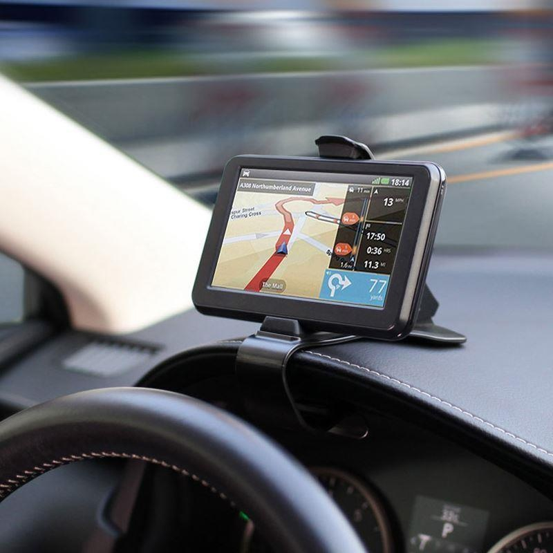 Suport telefon auto pentru bord cu clema reglabila, universal, prindere sigura, utilizare cu o mana, negru [18]