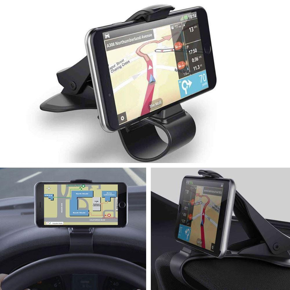 Suport telefon auto pentru bord cu clema reglabila, universal, prindere sigura, utilizare cu o mana, negru [21]