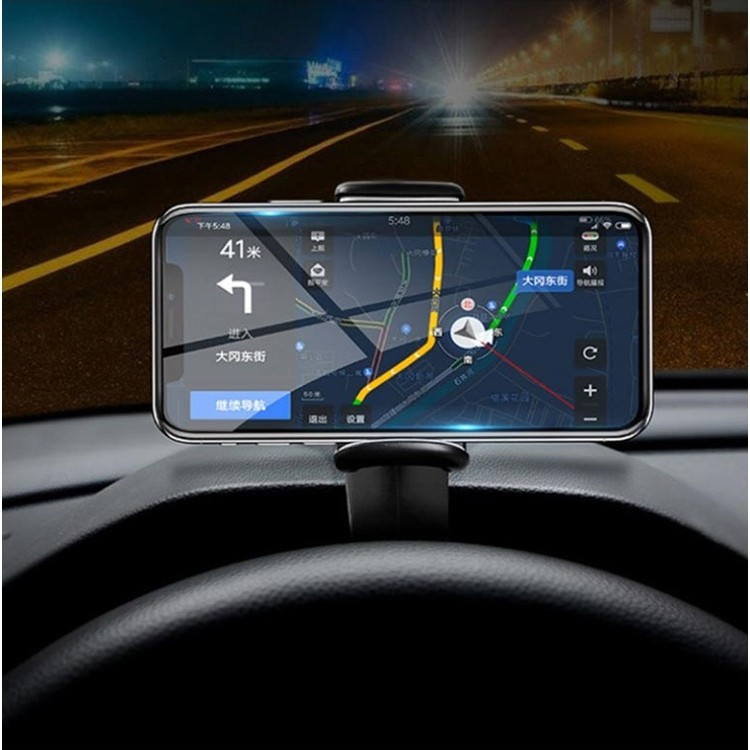 Suport telefon auto pentru bord cu clema reglabila, universal, prindere sigura, utilizare cu o mana, negru [16]