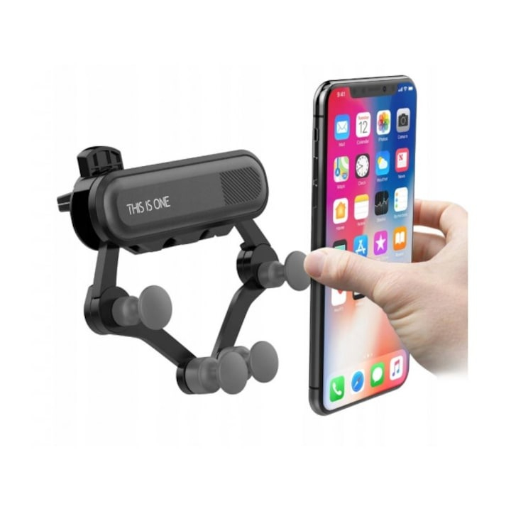 Suport telefon auto prindere grila de ventilatie cu 4 brate mobile - Gri [4]