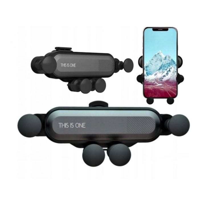 Suport telefon auto prindere grila de ventilatie cu 4 brate mobile - Gri [2]