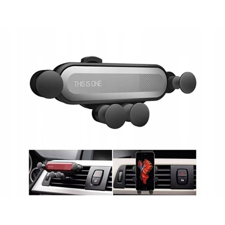 Suport telefon auto prindere grila de ventilatie cu 4 brate mobile - Rosu [3]