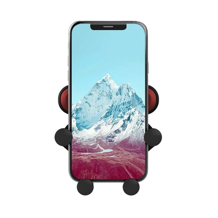 Suport telefon auto prindere grila de ventilatie cu 4 brate mobile - Rosu [2]