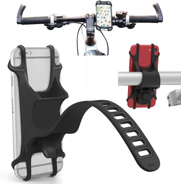 Suport telefon din silicon pentru bicicleta - Negru [2]