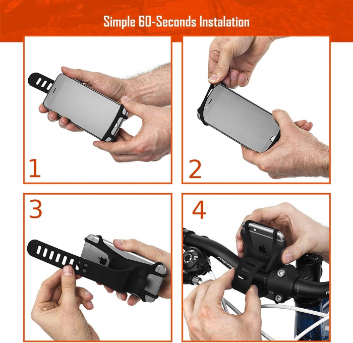 Suport telefon din silicon pentru bicicleta - Negru [4]